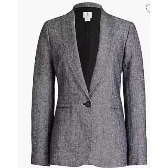 J Crew Linen Blazer 4 Single Breasted Chambray Minimalist Goth 100% Linen - Picture 2 of 14